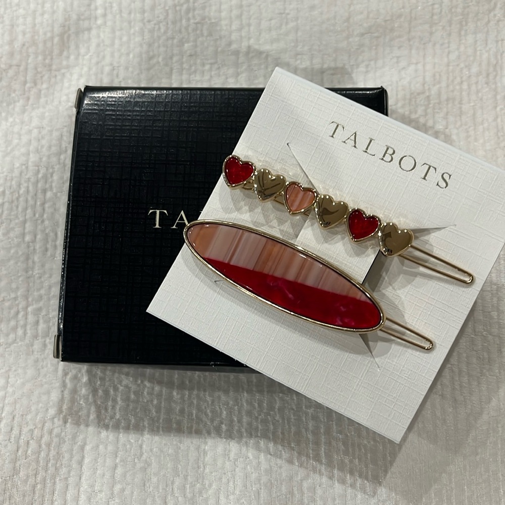 NWT - TALBOTS MULTI HEART HAIR BARETTE SET